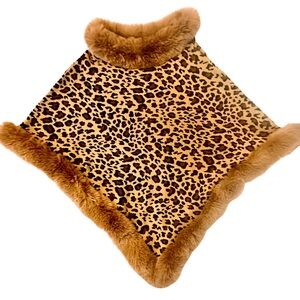 New Leopard Print Faux Fur Poncho